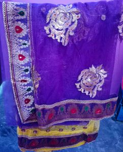 Embroidered Sequel Saare With Blouse And Peticoat