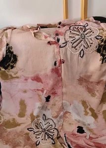 Peach Embroidered Coord Set