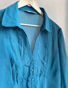 Teal Button-Down Top