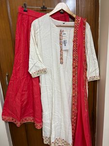 🆕3pc Cotton Sharara Suit Set With Dupatta