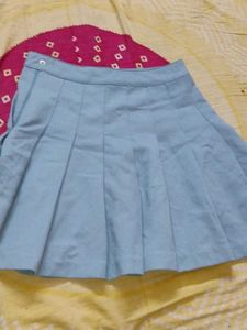 Light Blue Pleated Skirt