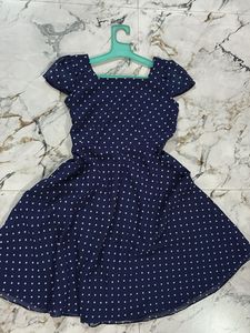 Navy Polka Dot Mini Dress