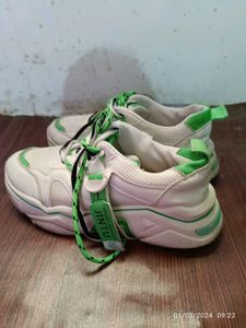 White and Green Shoes