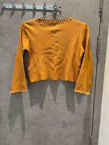 Mustard Yellow Pearl Embellished Top🌸🌸🌸