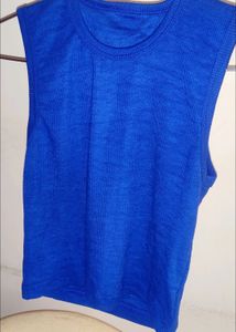Blue Ribbed Crop Top
