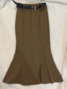 A Line Mermaid Maxi Skirt With Belt