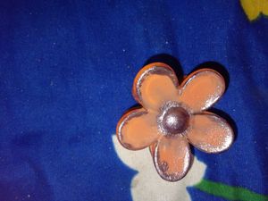 Orange Flower Brooch And Nailpolish Combo