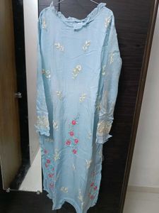 Blue embroidered set