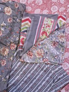 Floral Grey Kurta Set