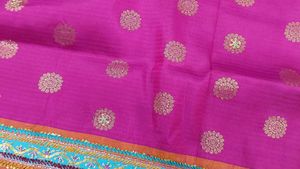 Pink &amp; Orange Embroidered Saree