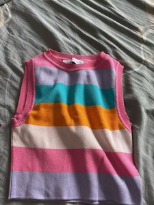 Zara Colorful Striped Knit Top