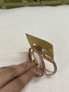Pink Rose Gold Colour Bling Earrings