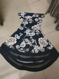 Off Shoulder Cute Flower Print Dress