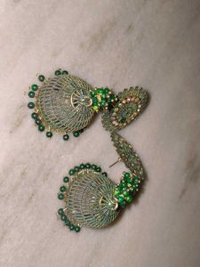Green Jhumka Earrings