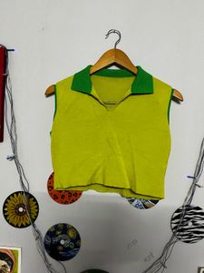 Green &amp; Yellow Sleeveless Top