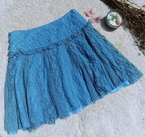 Y2K Blue Lace Mini Skirt Fairycore Coquette