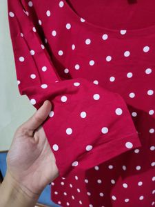 VOGUISH POLKA DOT PINKISH RED TOP