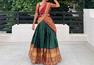 Green South Indian Lehenga