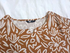 Floral Print Brown Top