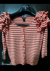 🥰H&M Striped Ruffle Cardigan🥰