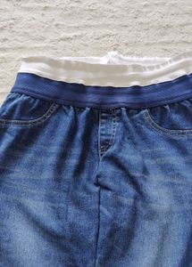 Denim Pencil Skirt with Elastic Waist