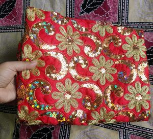 Red Embroidered Dupatta/Chunari