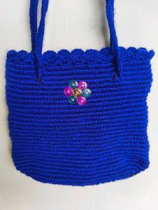 Blue Crochet Sling Bag