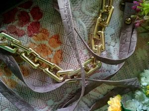 Lilac Croc-Embossed Chain Bag