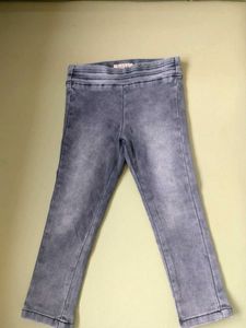 Girls Gray Denim Jeggings