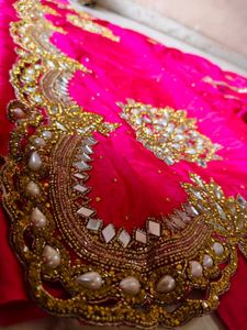 original mirror work heavy saree with blouse