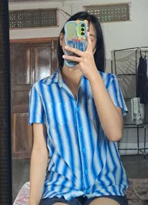 Striped Blue Button-Down Shirt