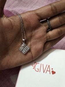 Silver Chequer Rhombus Pendant With Link Chain×1