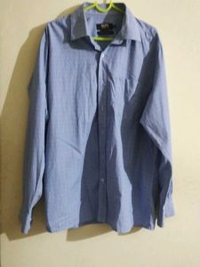 Blue Cotton Casual Shirt For Men