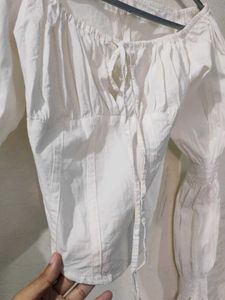 White Corset Peasant Top