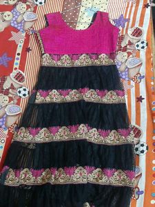 Pink & Black Tiered Dress