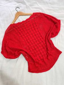 Pinterest Oversized Crochet Red Top D