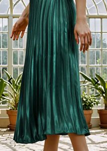 Elegant Green luxury Pleated Skirt