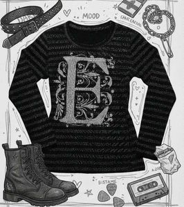 "E" letter  Aesthetic Striped Top