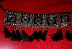 Black Tassel Choker With Earrings For Navratri