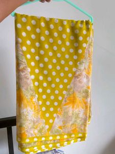 Yellow Polka Dot &amp; Floral Saree