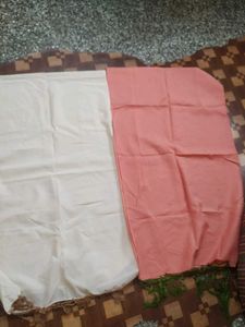 White And Peach Colour Ethnic Dupatta Set