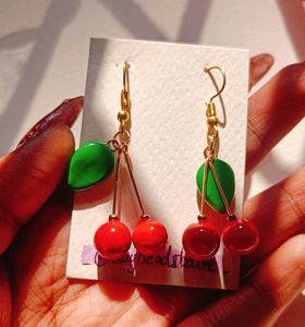 Cute clay Cherry Dangle Earrings