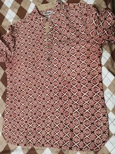 Fabindia Red Cotton Slim Fit Mid Placket Shirt