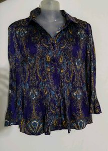 Paisley Print Button Down Blouse