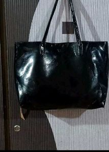 Guess Black Patent Tote Bag