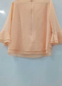 Elegant Peach Cowl Neck Top