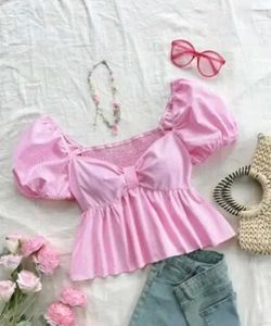 Pink Puff Sleeve Top