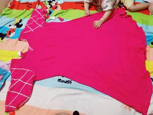 Pink Frock Knee Length Kurta