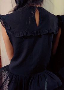 Black Embroidered Peplum Top