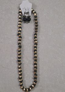 Black &amp; Golden|NECKPIECE + EARRING Set